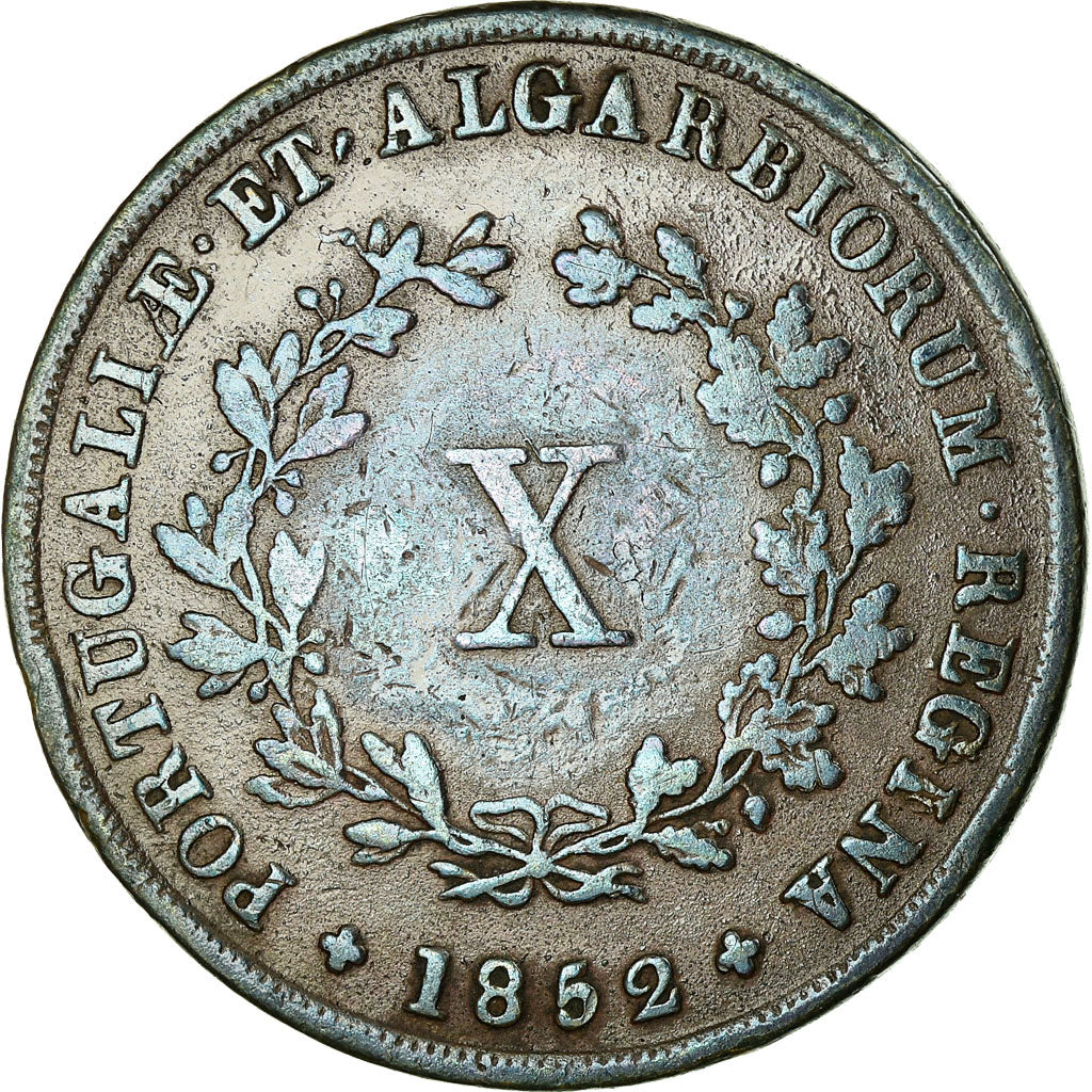 Coin, Portugal, Maria II, 10 Reis, 1852, EF(40-45), Copper, KM:481