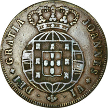 Coin, Portugal, Joao, 10 Reis, X; 1/2 Vinten, 1819, Lisbon, VF(30-35), Copper