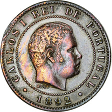 Moneda, Portugal, Carlos I, 10 Reis, 1892, Portugal Mint, EBC, Bronce, KM:532
