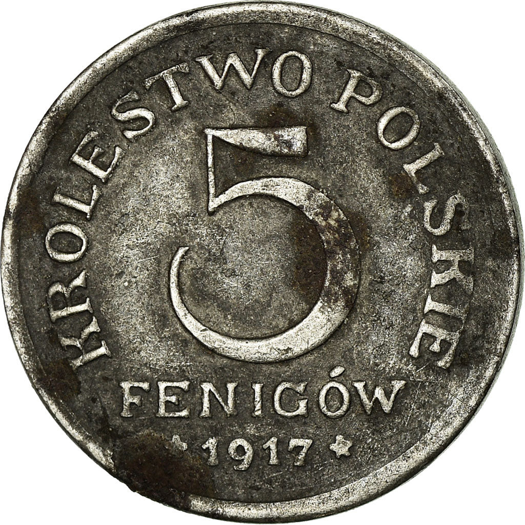 Coin, Poland, 5 Fenigow, 1917, Stuttgart, Germany, EF(40-45), Iron, KM:5