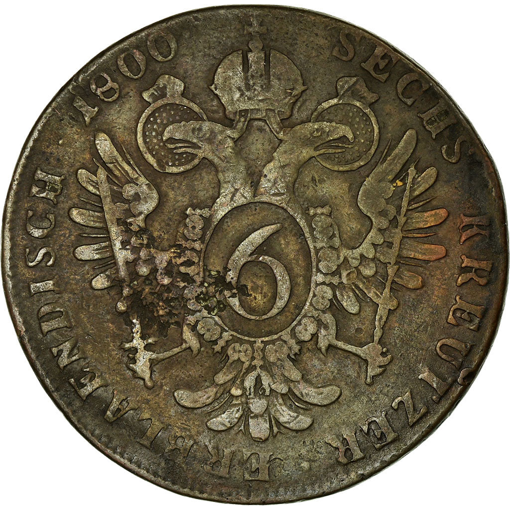 Moneta, Austria, Franz II (I), 6 Kreuzer, 1800, Schmollnitz, VF(20-25), Miedź