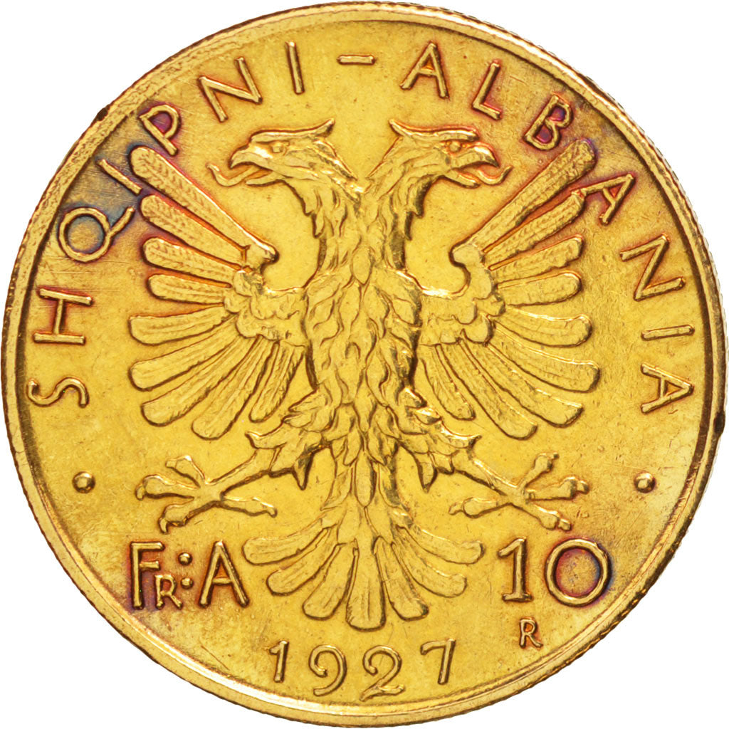 Albania, Zog I, 10 Franga Ari, 1927, Rome, Or, KM:9