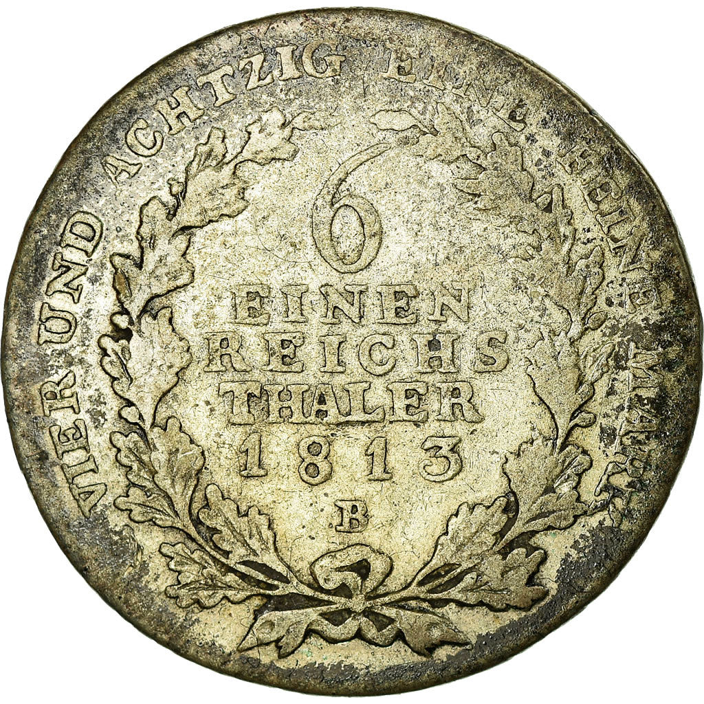 Monnaie, Etats allemands, PRUSSIA, Friedrich Wilhelm III, 1/6 Thaler, 1813
