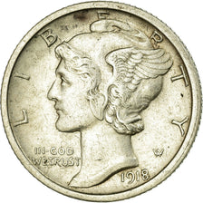 Coin, United States, Mercury Dime, Dime, 1918, San Francisco, EF(40-45)