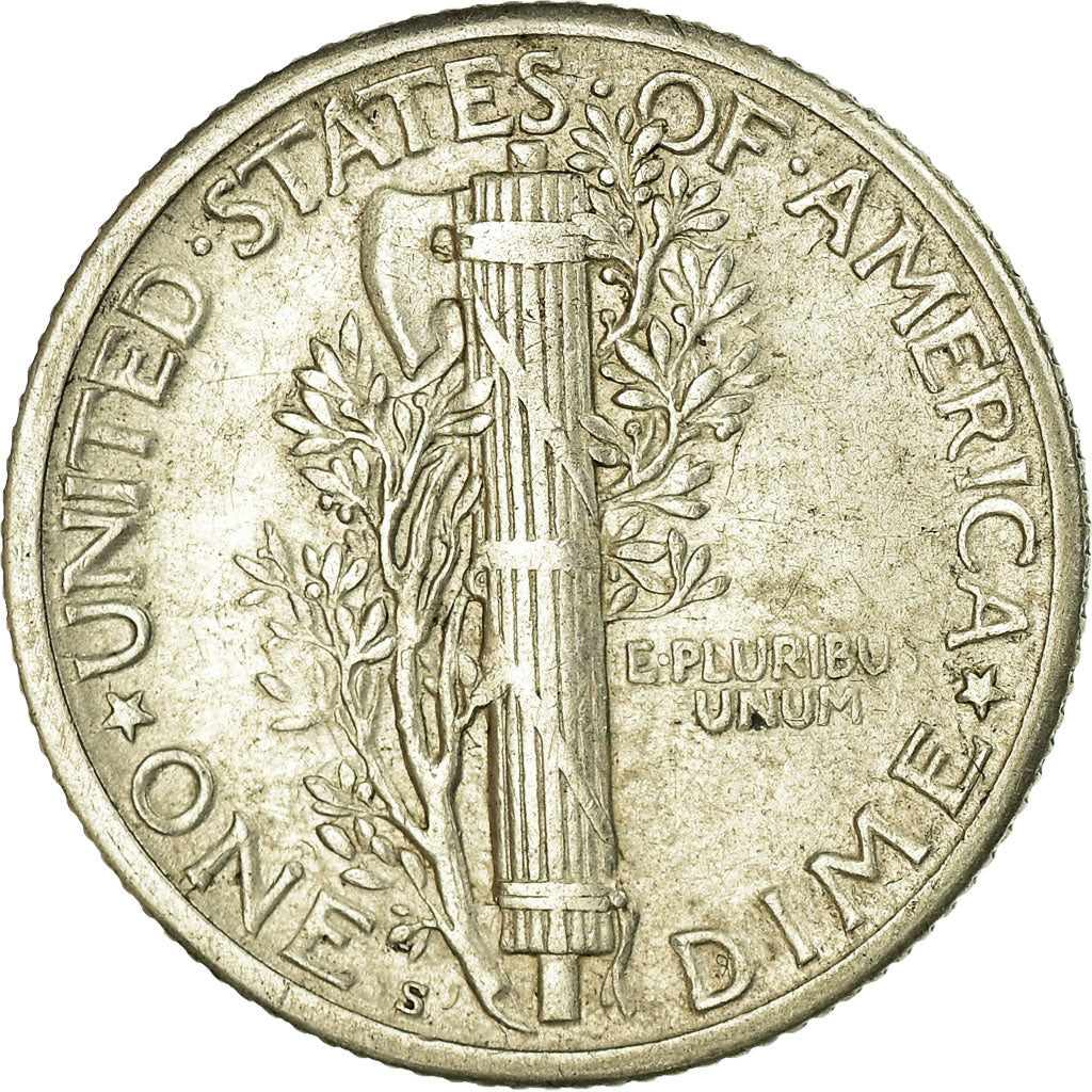 Moneta, USA, Mercury Dime, Dime, 1918, U.S. Mint, San Francisco, EF(40-45)