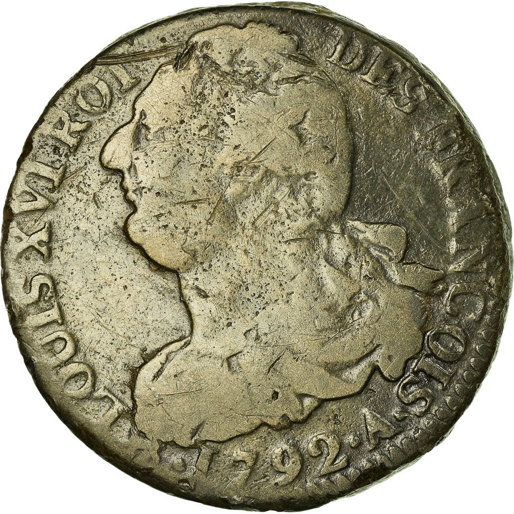 Coin, France, Louis XVI, 2 sols françois, 2 Sols, 1792, Paris, VF(30-35)