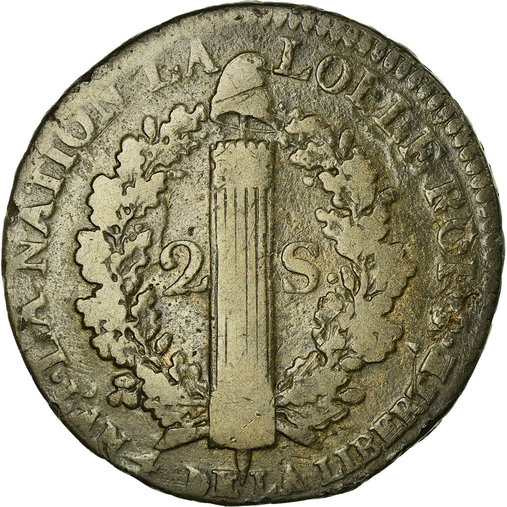 Coin, France, Louis XVI, 2 sols françois, 2 Sols, 1792, Paris, VF(30-35)