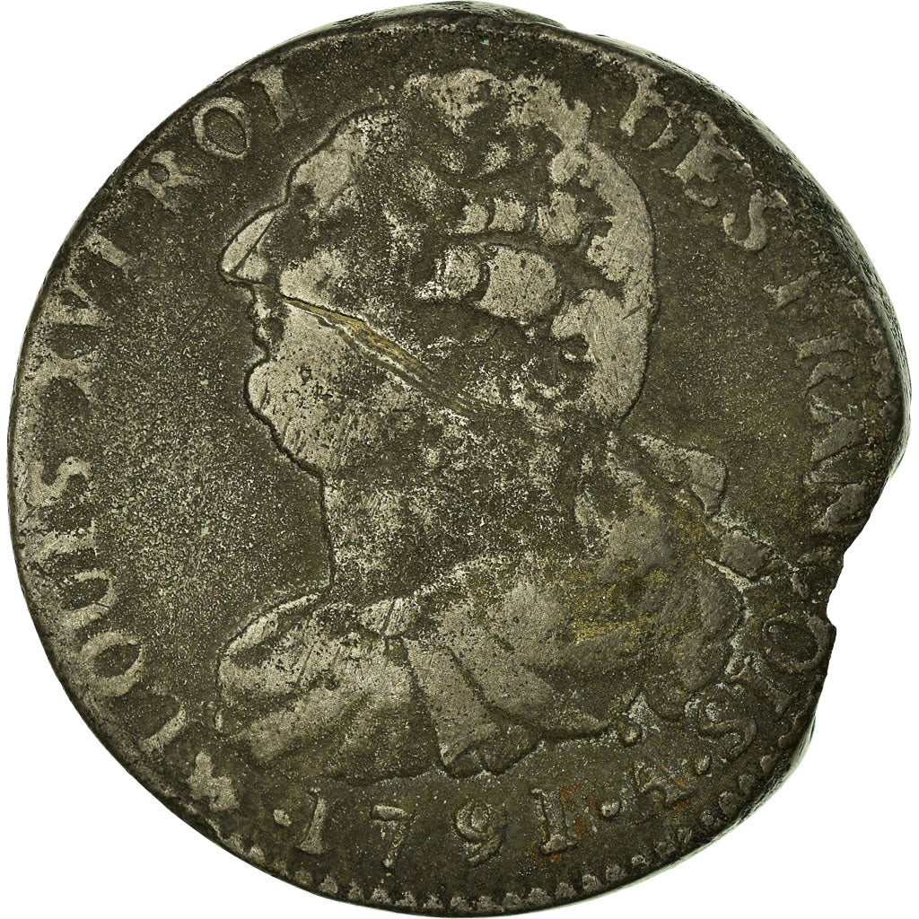 Münze, Frankreich, Louis XVI, 2 sols françois, 2 Sols, 1791, Paris, S, Bronze