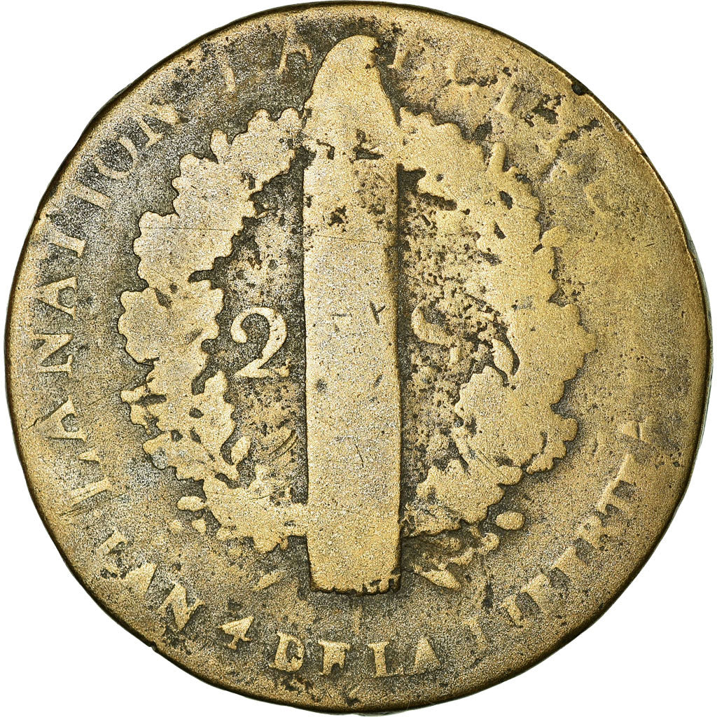Monnaie, France, Louis XVI, 2 Sols, 1792, Lille, B+, Bronze, Gadoury:25