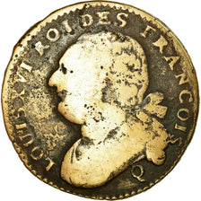 Monnaie, France, Louis XVI, 12 deniers françois, 12 Deniers, 1792, Perpignan
