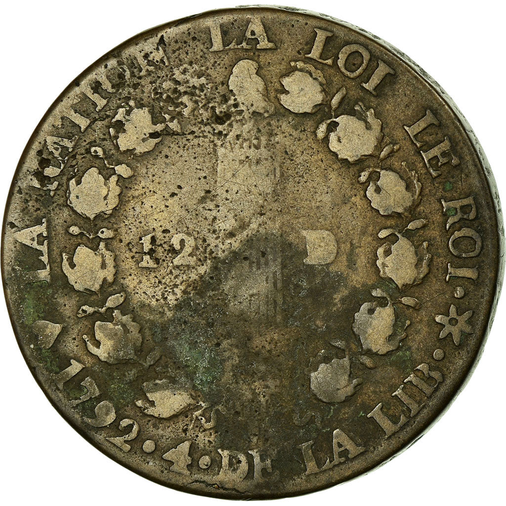 Moneta, Francja, Louis XVI, 12 deniers français, 12 Deniers, 1792, Strasbourg