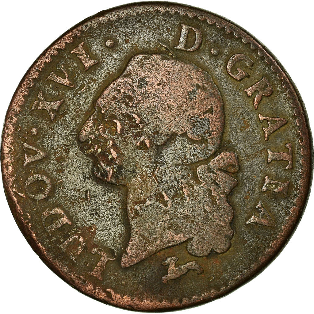 Moneta, Francja, Louis XVI, Sol ou sou, Sol, 1786, Orléans, F(12-15), Miedź