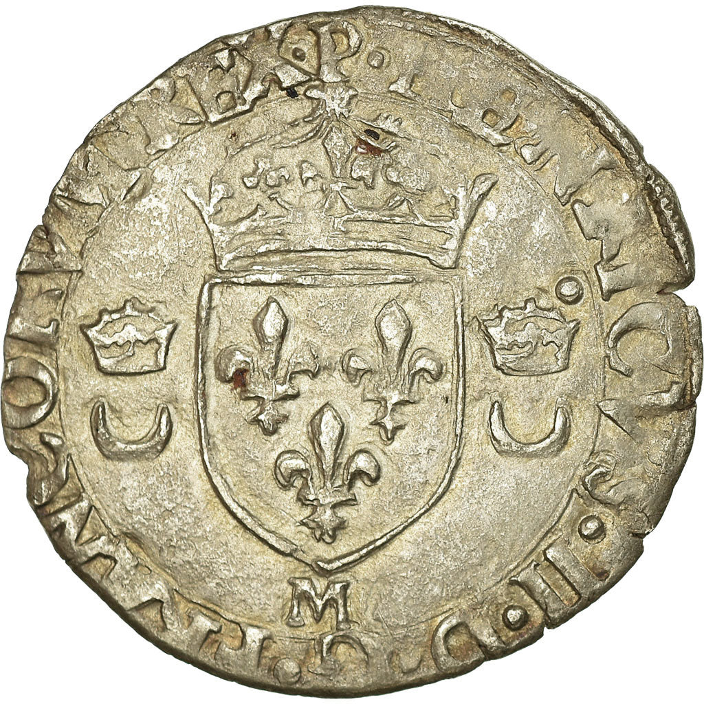 Moneda, Francia, Henri II, Douzain aux croissants, 1556, Toulouse, MBC, Vellón