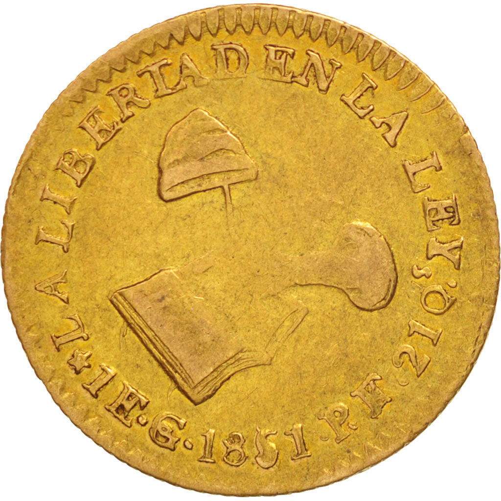 Mexico, Escudo, 1851, Guanajuato, Gold, KM:379.4