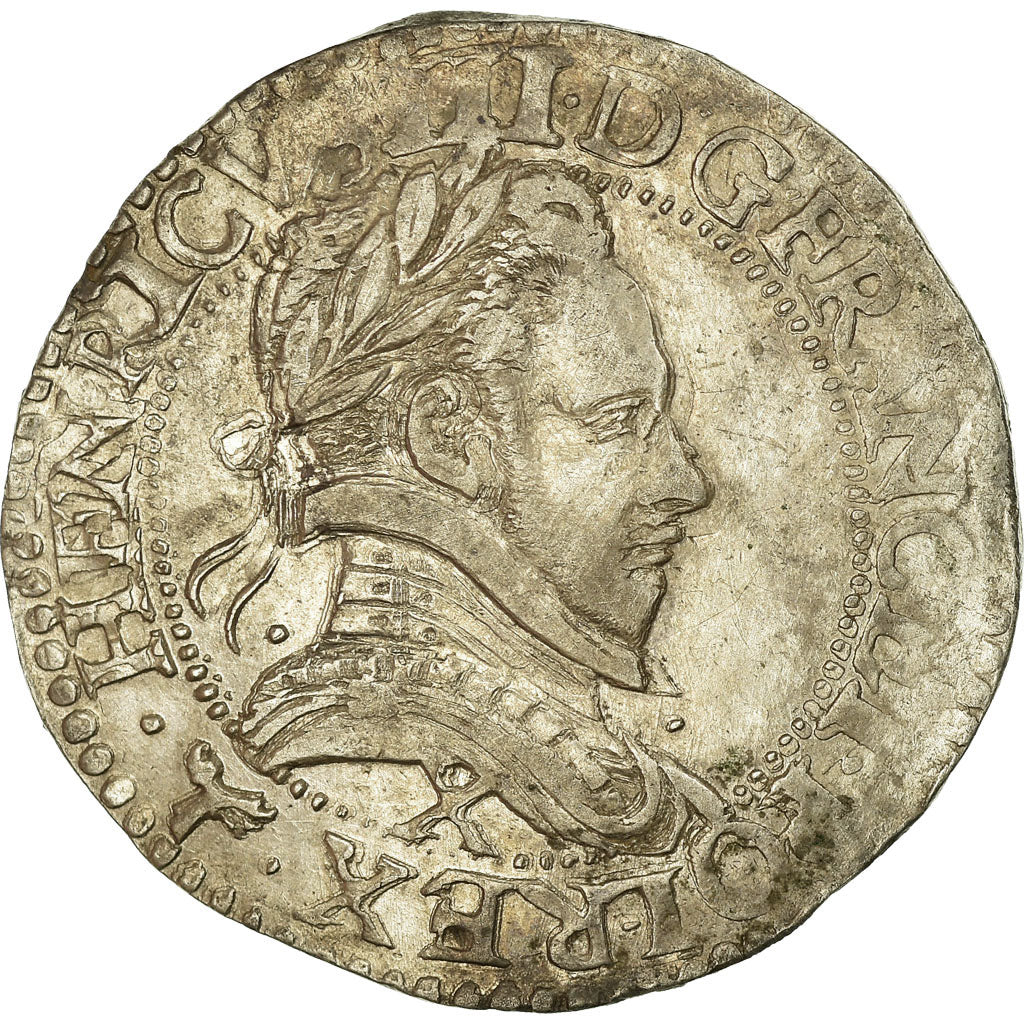 Francia, Henri III, 1/2 Franc au col plat, 1587, Amiens, Plata, EBC, Gadoury:487