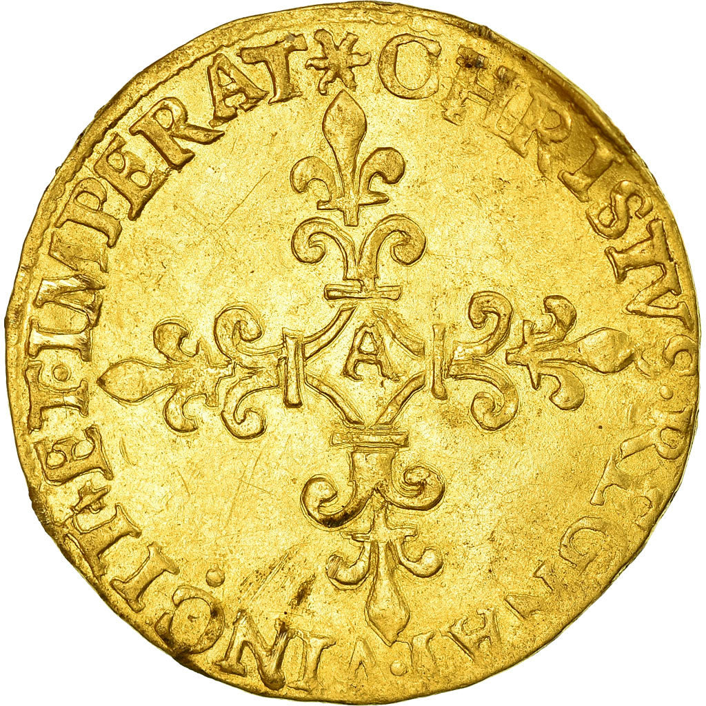 Coin, France, Charles IX, Ecu d'or, 1566, Paris, AU(50-53), Gold, Sombart:4904