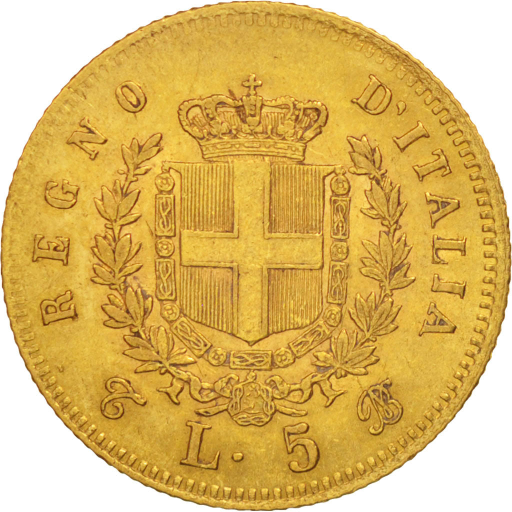 Coin, Italy, Vittorio Emanuele II, 5 Lire, 1863, Torino, MS(60-62), Gold, KM:17