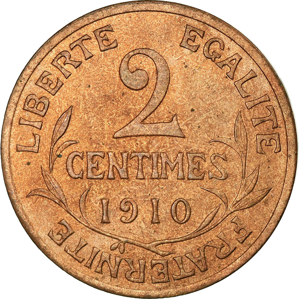 Moeda, França, Dupuis, 2 Centimes, 1910, Paris, MS(60-62), Bronze, KM:841