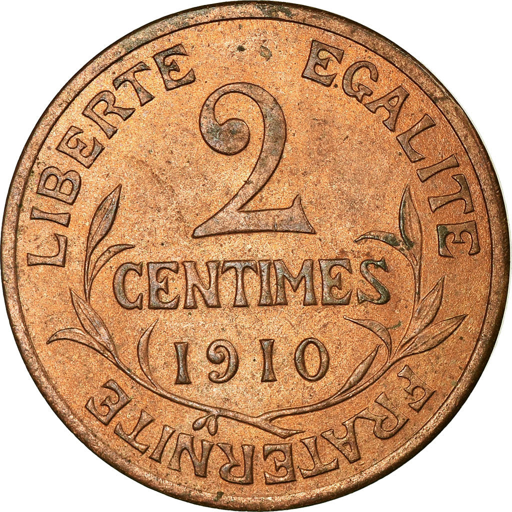 Moeda, França, Dupuis, 2 Centimes, 1910, Paris, MS(63), Bronze, KM:841