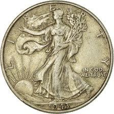 Moneda, Estados Unidos, Walking Liberty Half Dollar, 1943, Philadelphie, MBC