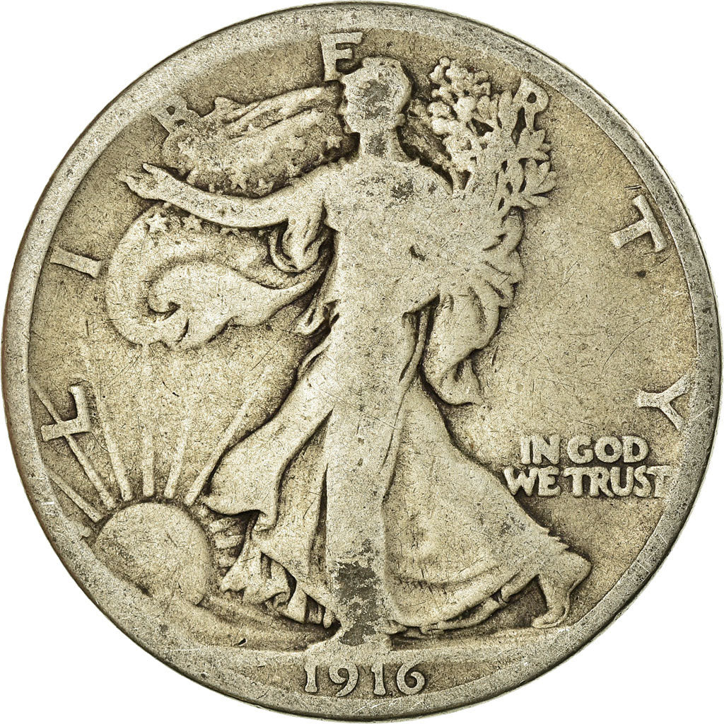 Coin, United States, Walking Liberty Half Dollar, Half Dollar, 1916, U.S. Mint