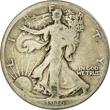 Coin, United States, Walking Liberty Half Dollar, Half Dollar, 1916, U.S. Mint