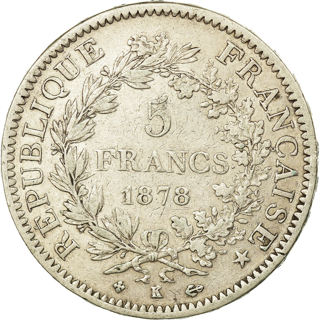 Monnaie, France, Hercule, 5 Francs, 1878, Bordeaux, TTB, Argent, Gadoury:745a