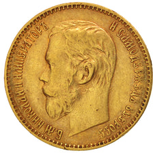 Rusia, Nicholas II, 5 Roubles, 1897, St. Petersburg, Oro, KM:62