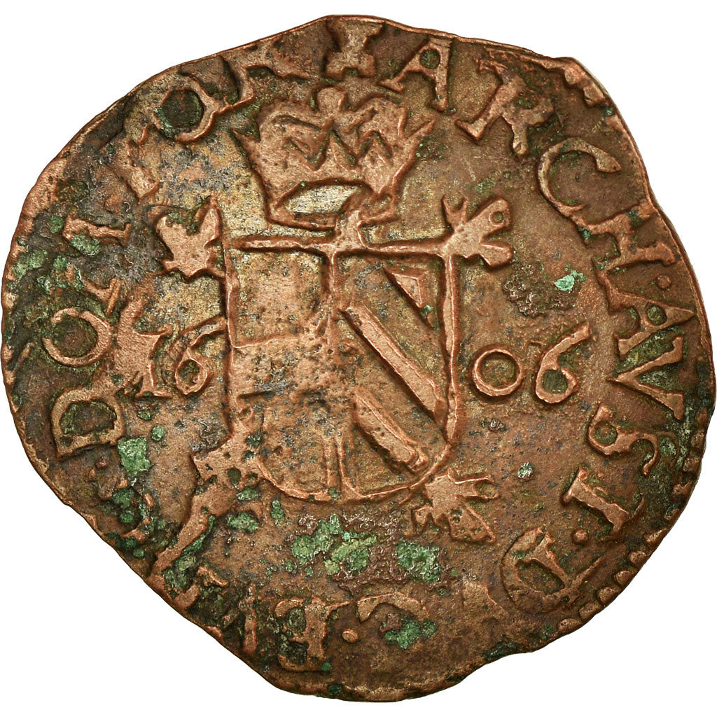 Coin, Spanish Netherlands, BRABANT, Albert & Isabella, 2 Denier, 8 Mites, 1606