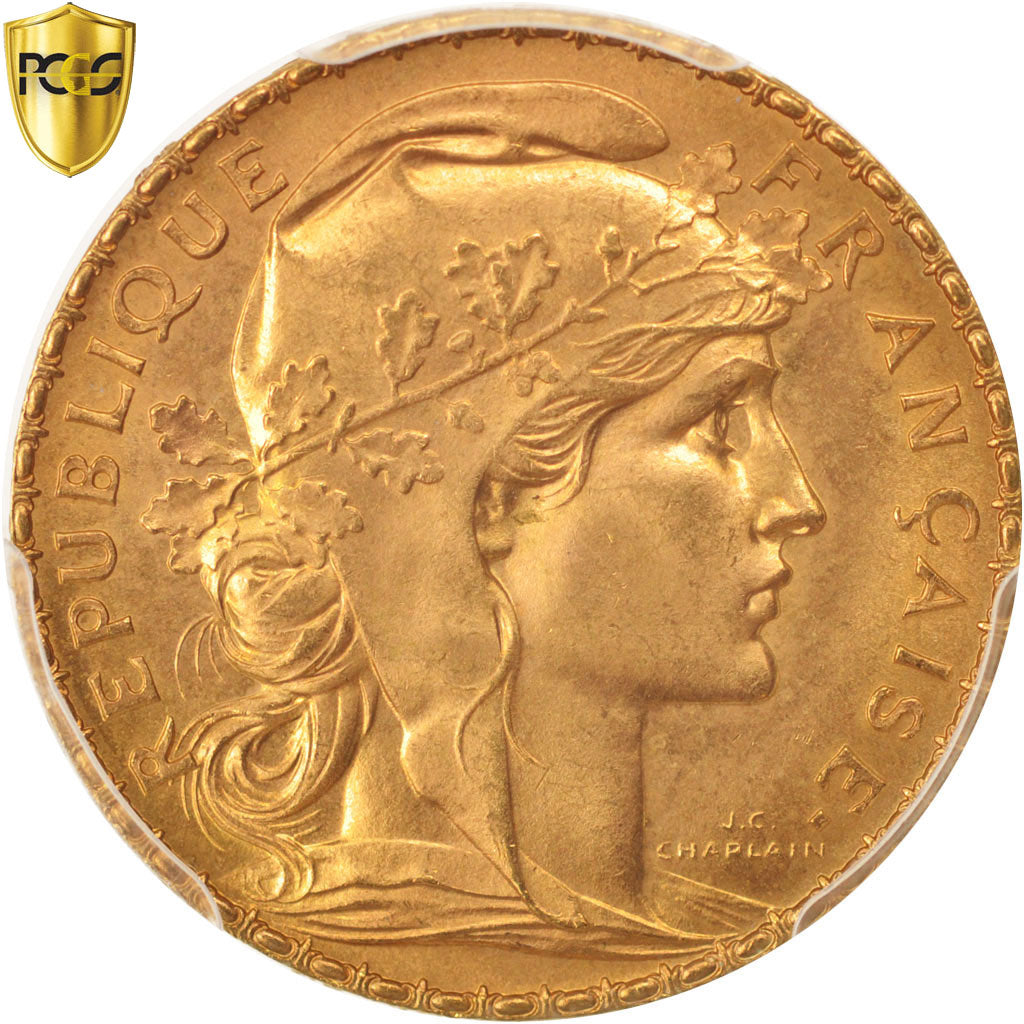 France, Marianne, 20 Francs, 1912, PCGS, MS67, Gold, KM:857