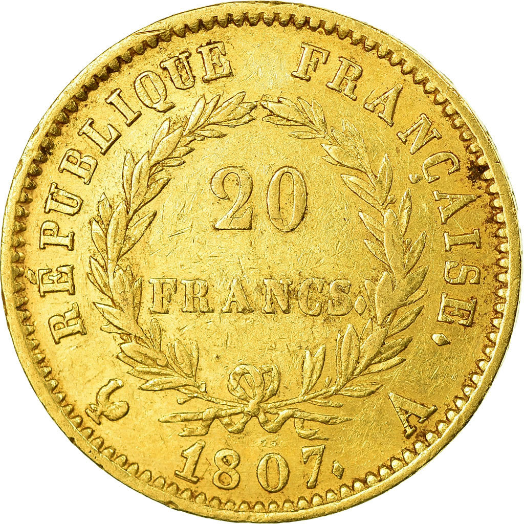 Monnaie, France, Napoléon I, 20 Francs, 1807, Paris, TTB, Or, Gadoury:1023a