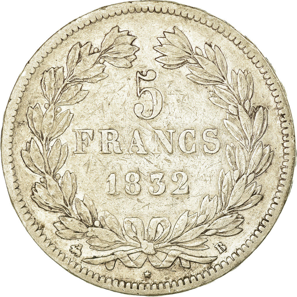 Coin, France, Louis-Philippe, 5 Francs, 1832, Rouen, VF(30-35), Silver, KM:749.2