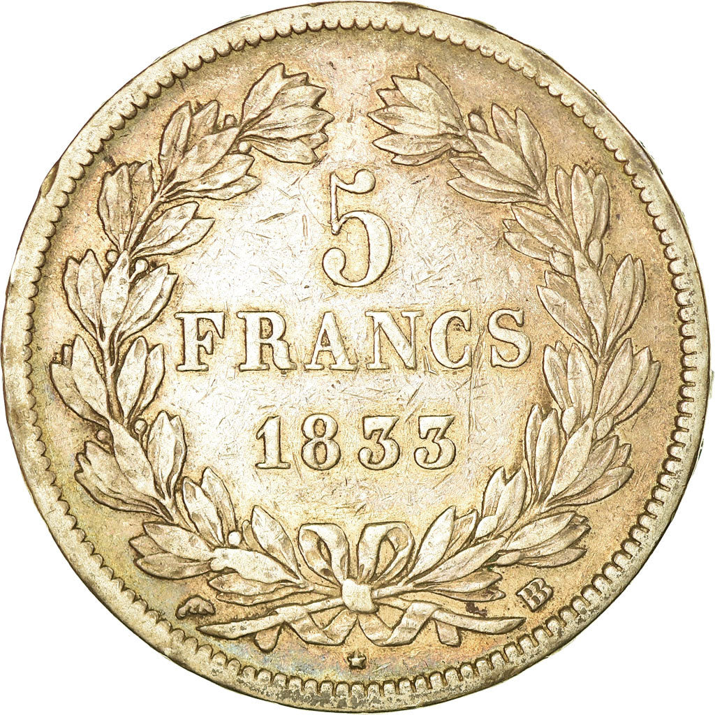 Monnaie, France, Louis-Philippe, 5 Francs, 1833, Strasbourg, TTB, Argent