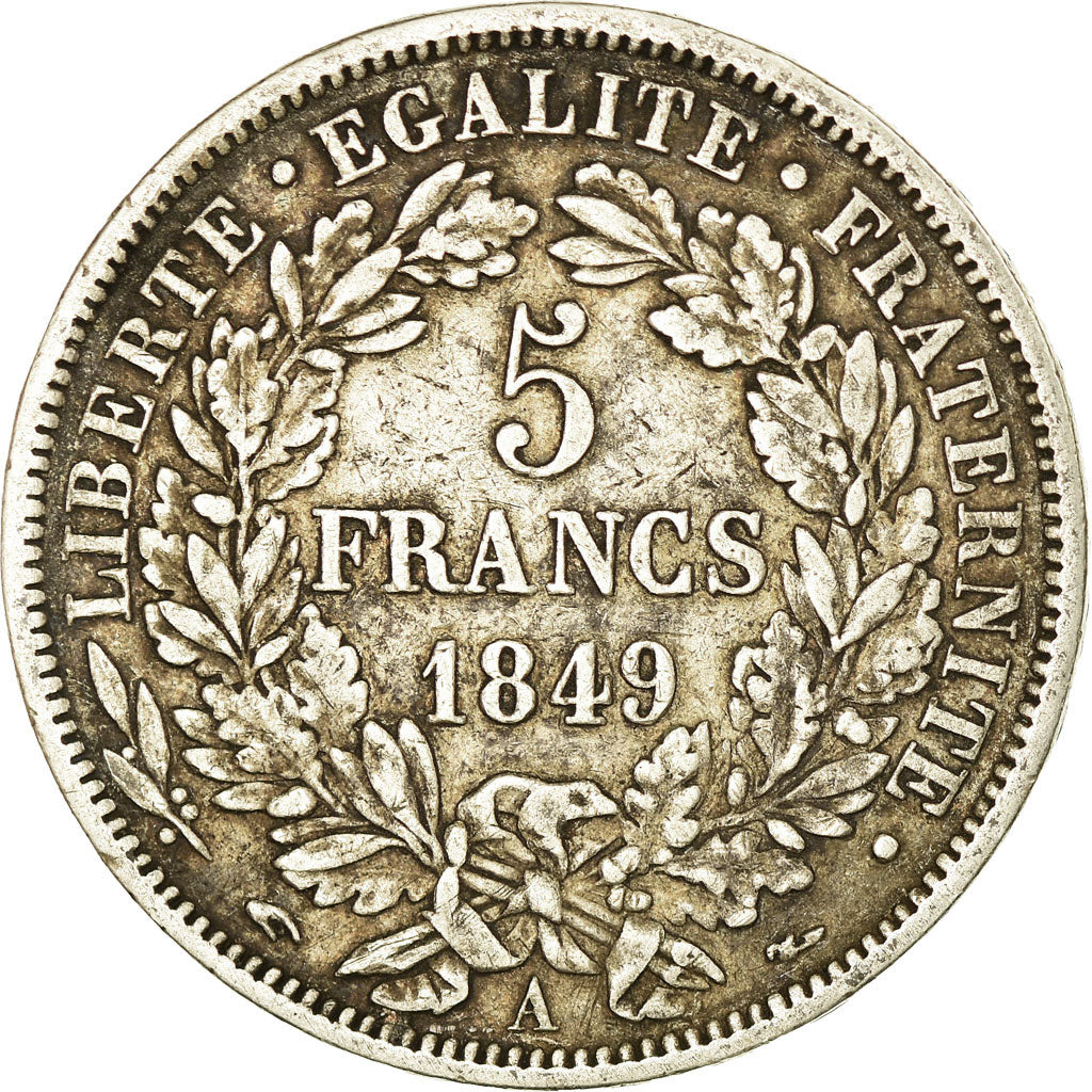 Münze, Frankreich, Cérès, 5 Francs, 1849, Paris, S+, Silber, KM:761.1