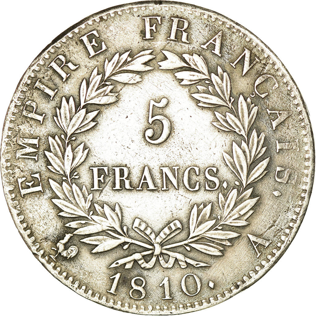 Coin, France, Napoléon I, 5 Francs, 1810, Paris, EF(40-45), Silver, KM:694.1