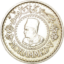 Coin, Morocco, Mohammed V, 500 Francs, 1956, Paris, AU(50-53), Silver, KM:54