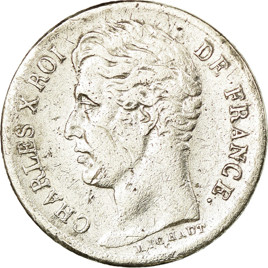 Coin, France, Charles X, 1/2 Franc, 1827, Paris, VF(30-35), Silver, KM:723.1