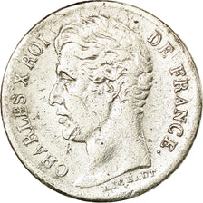 Coin, France, Charles X, 1/2 Franc, 1827, Paris, VF(30-35), Silver, KM:723.1