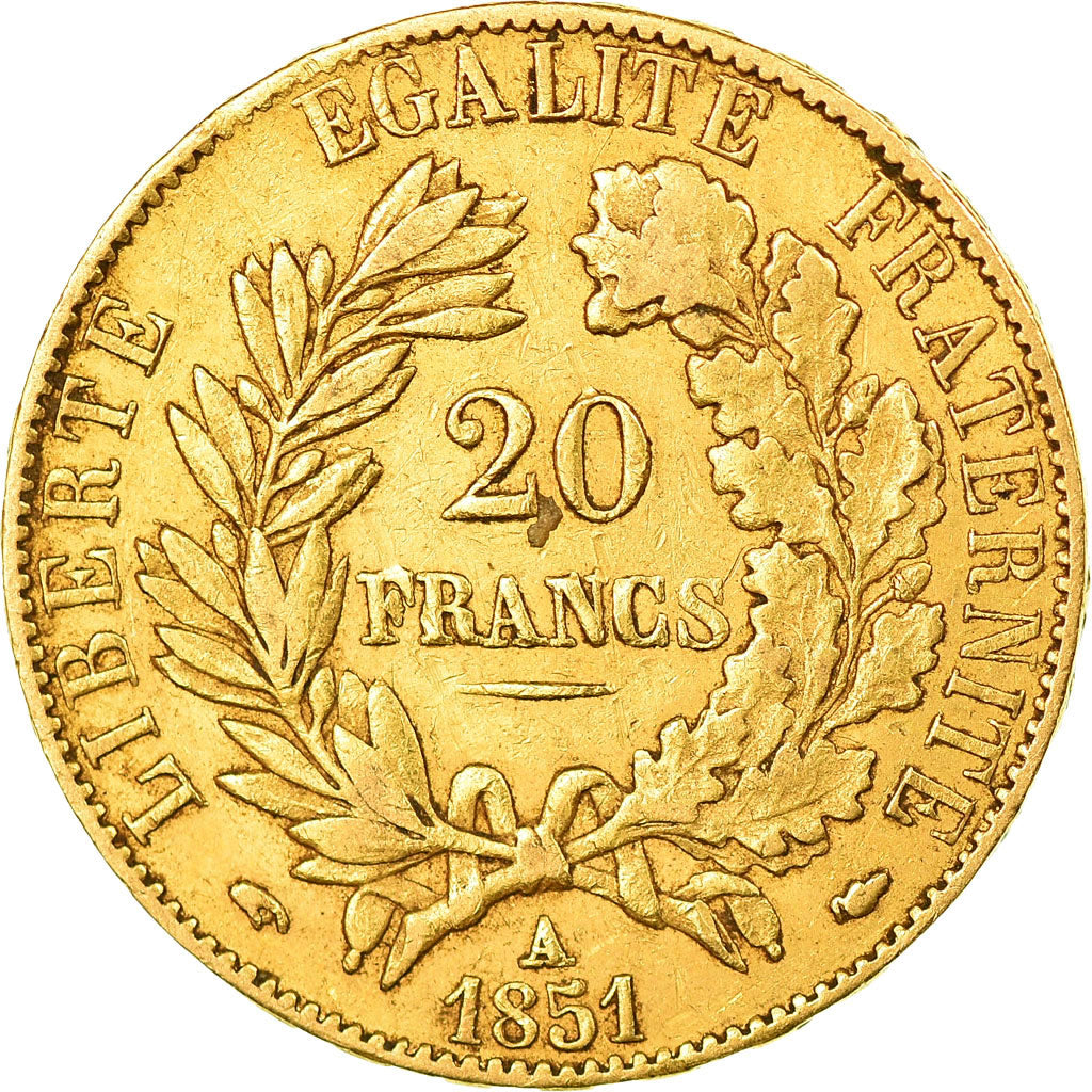 Coin, France, Cérès, 20 Francs, 1851, Paris, EF(40-45), Gold, KM:762
