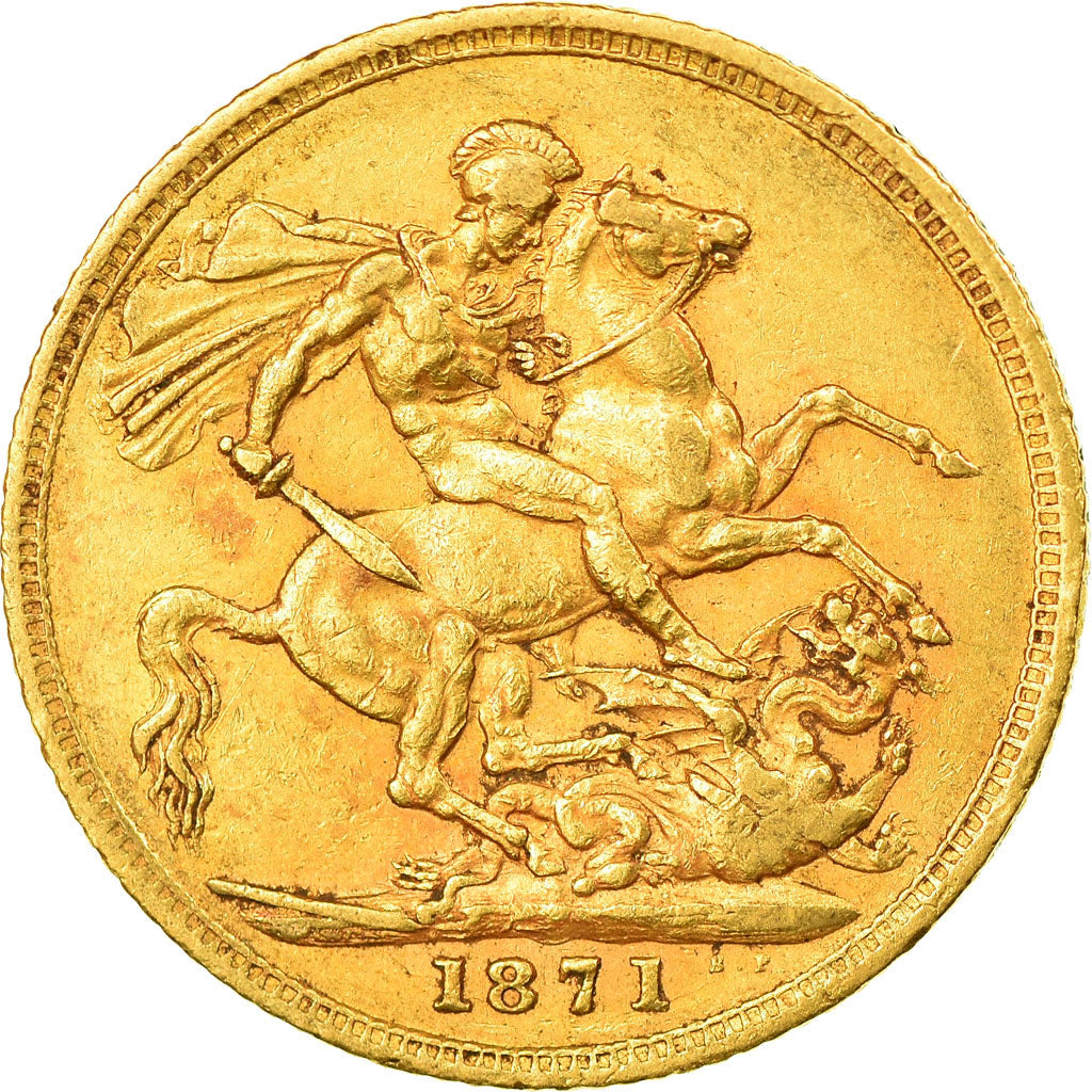Coin, Great Britain, Victoria, Sovereign, 1871, London, EF(40-45), Gold