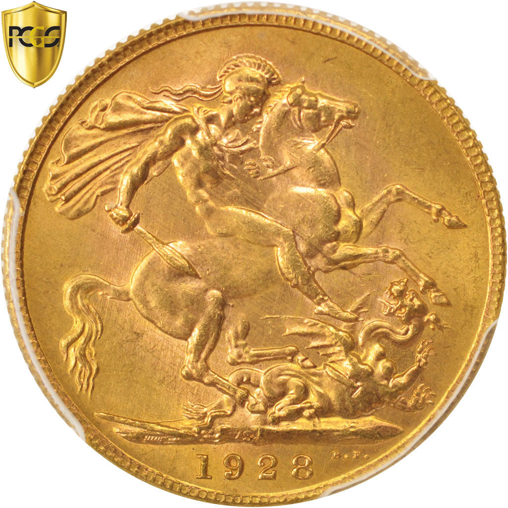Coin, South Africa, George V, Sovereign, 1928, PCGS, MS65, MS(65-70), Gold