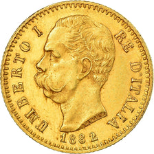 Moeda, Itália, Umberto I, 20 Lire, 1882, Rome, AU(55-58), Dourado, KM:21