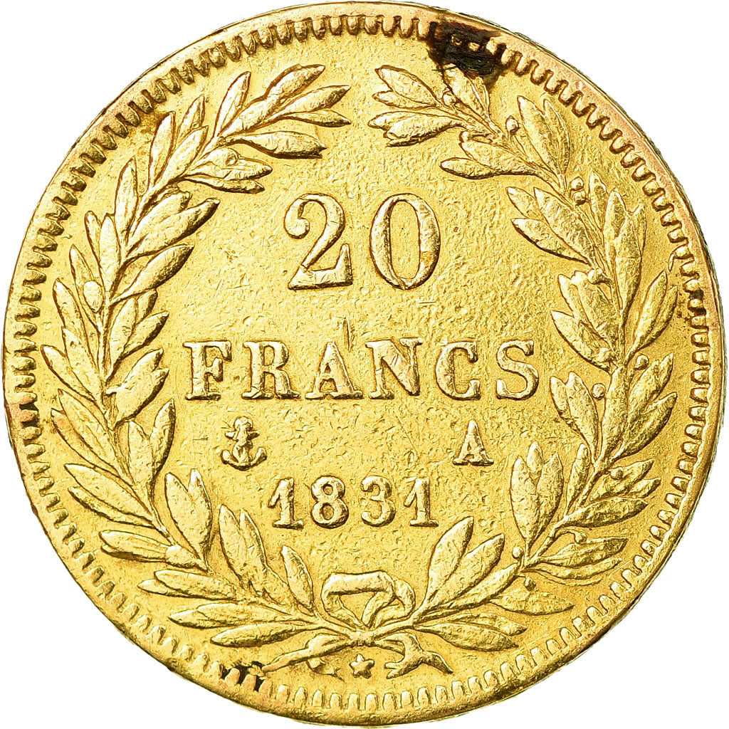 Moeda, França, Louis-Philippe, 20 Francs, 1831, Paris, EF(40-45), Dourado