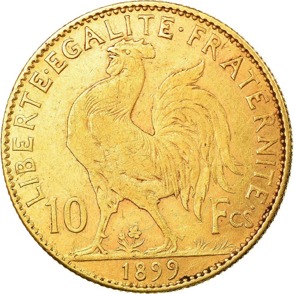 Moneda, Francia, Marianne, 10 Francs, 1899, Paris, MBC, Oro, KM:846