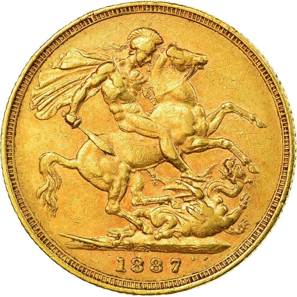 Coin, Australia, Victoria, Sovereign, 1887, Sydney, EF(40-45), Gold, KM:10