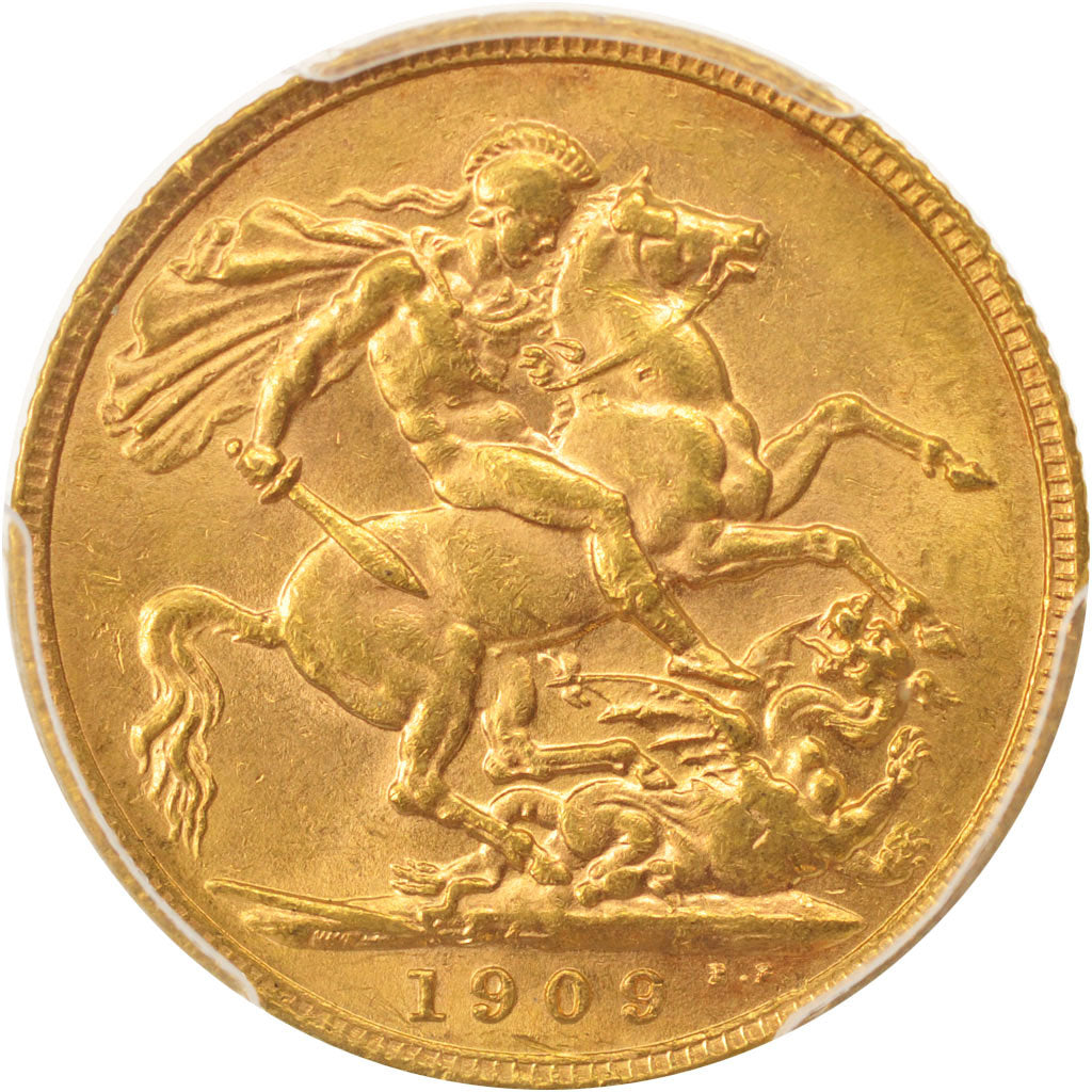 Great Britain, Edward VII, Sovereign, 1909, PCGS, MS62, Gold, KM:805