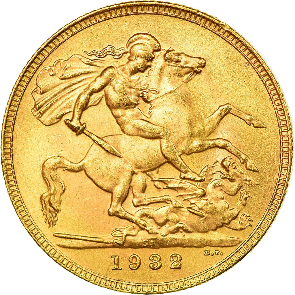 Moneta, Południowa Afryka, George V, Sovereign, 1932, Pretoria, MS(63), Złoto