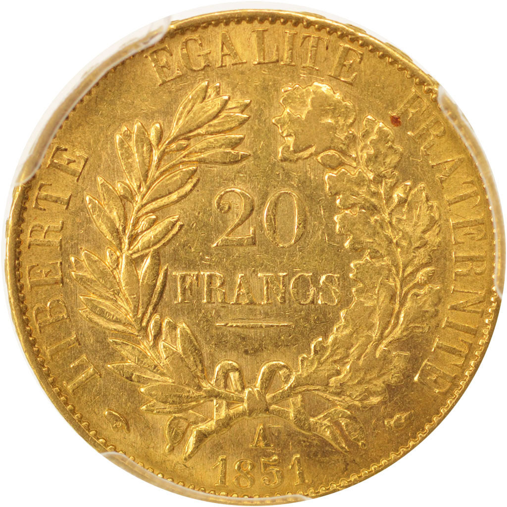 Coin, France, Cérès, 20 Francs, 1851, Paris, PCGS, AU58, AU(55-58), Gold