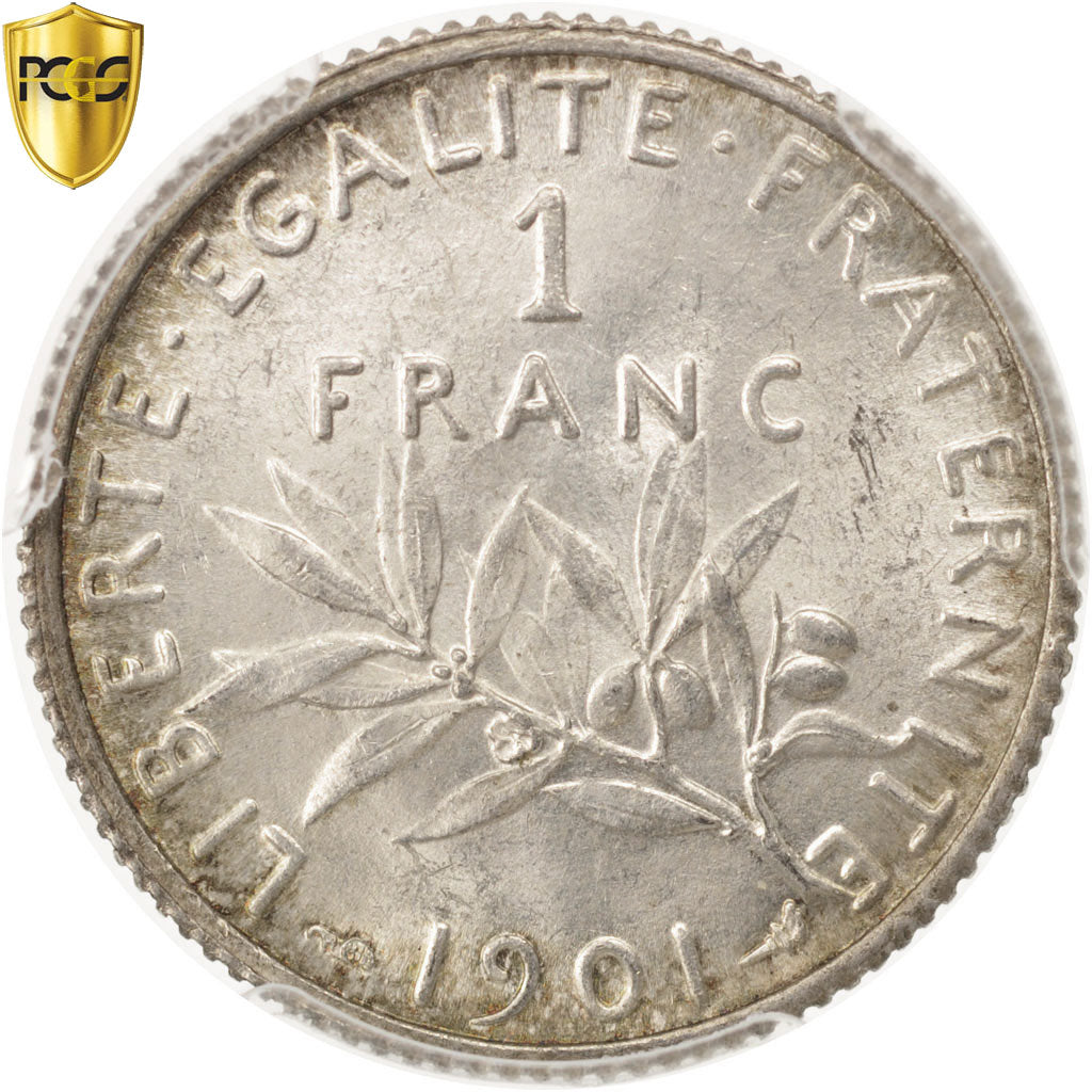 Coin, France, Semeuse, Franc, 1901, Paris, PCGS, MS64, MS(64), Silver, KM:844.1