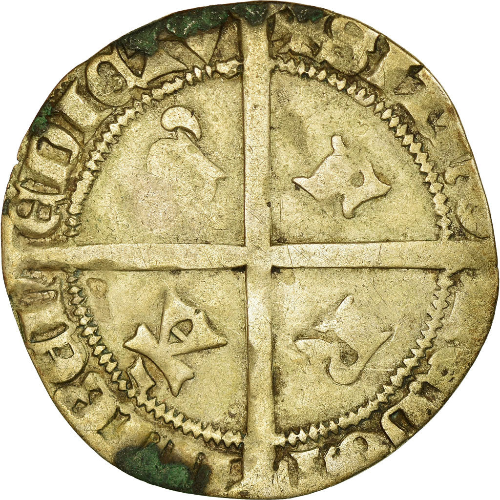 Moneta, Francia, Charles VII, Plaque, Double Gros, Tournai, MB+, Biglione